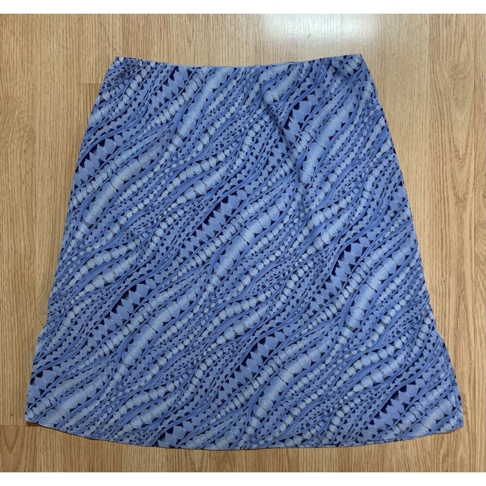 New York & Co. Skirt Women's Size Large Blue  Patterned Elastic Waist Lined